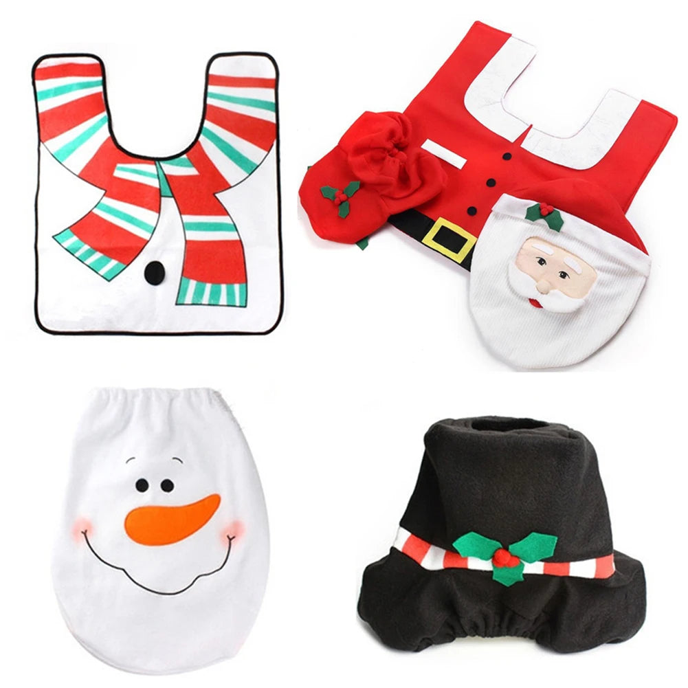2025 Cute Christmas Toilet Seat Covers Creative Santa Claus Bathroom Mat Xmas Supplies for Home New Year Navidad Gift Decor 2026