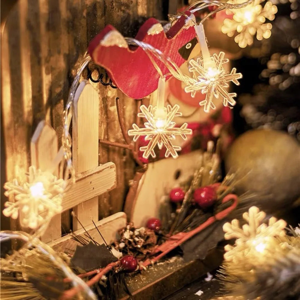 Christmas LED Snowflake Light String Xmas Tree Hanging Lamp Fairy Light Christmas Decoration for Home 2025 Navidad New Year Gift