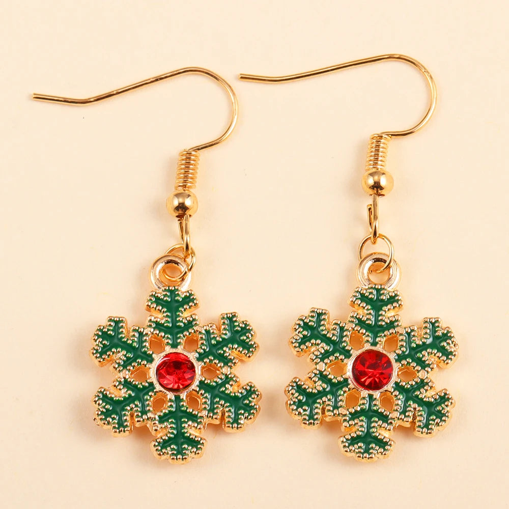 2Pairs Cute Christmas Set Earring Alloy Enamel Bell Snowflake Snowhouse Design Earrings - Perfect Holiday Jewelry Gift