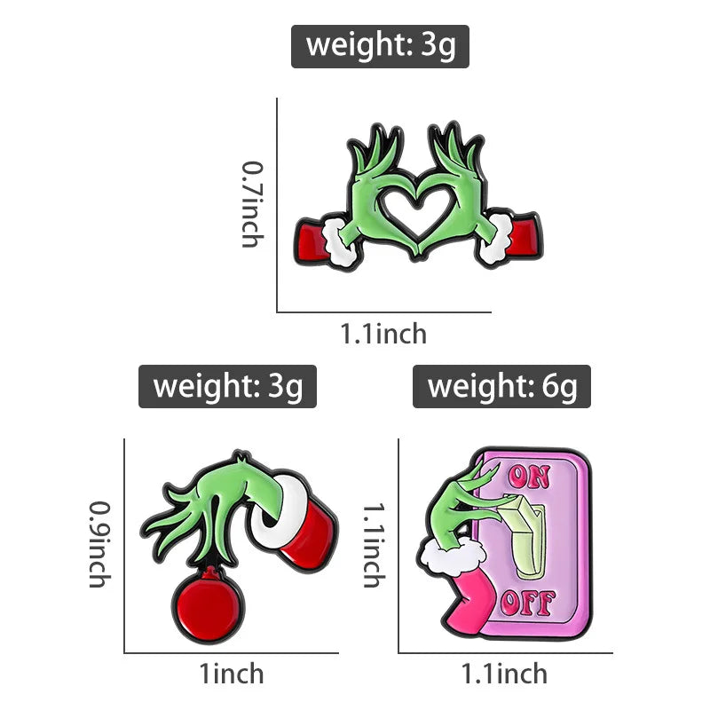 3 Pcs Cute Cartoon Christmas Day Brooch Santa Claus Enamel Pin Backpack Clothing Jewelry Metal Badge Accessories Gift