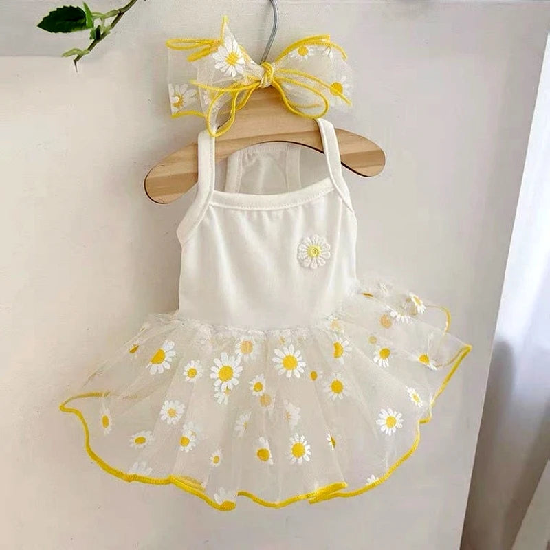 Dog Princess Dress Cute Pet Dog Mesh Dress Kitten Puppy Pet Skirt Summer Dog Dress Bow Lace Korean Poodle Chihuahua Dog Clothes