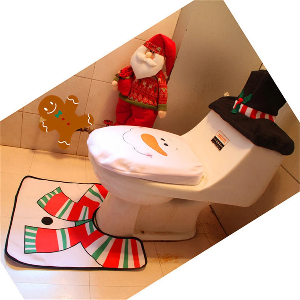2025 Cute Christmas Toilet Seat Covers Creative Santa Claus Bathroom Mat Xmas Supplies for Home New Year Navidad Gift Decor 2026