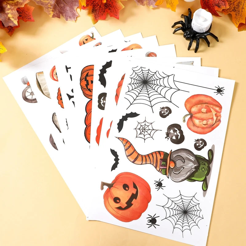 Halloween Window Sticker Halloween Theme Party Decoration Kids Favors Pumpkin Bat Window Stickers Trick or Treat Party Supplies