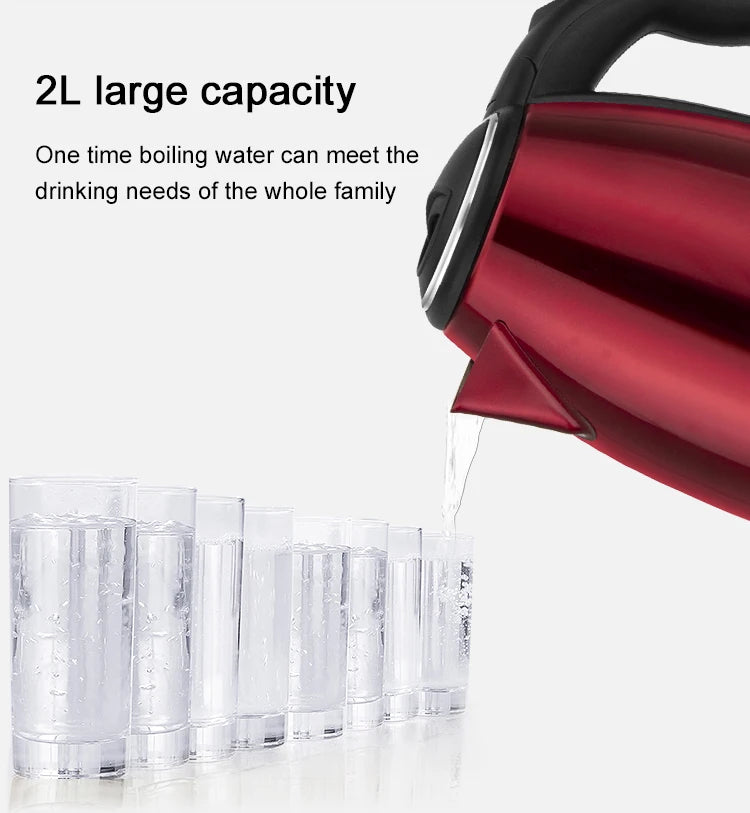 EDTID 2L Stainless Steel Electric Kettle Household Quick Heating Hot Water Boil Kettles Auto Power-off Tea Boiler Teapot EU US