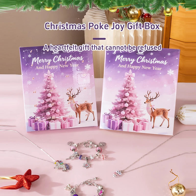 Christmas Crystal Bracelet Advent Calendar Gift Lost Butterfly Gold Silver 24 Day Countdown 2025 Children Blind Box Mood Props