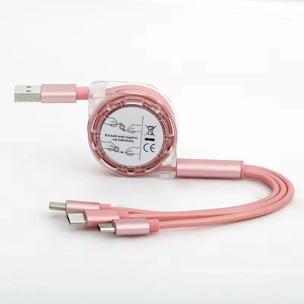 NNBILI 3 in 1 Telescopic Cable Is Suitable for Apple Type C Android Mobile Phone Fast Charging USB Cable for HUWEI iPhone Cable