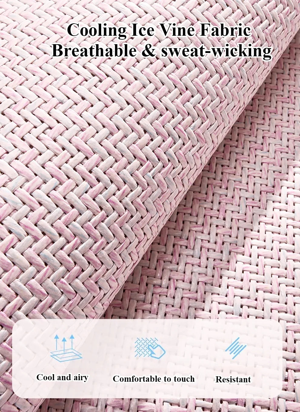 3pcs, Breathable Car Seat cushion - PU Leather + Cool Ice Rattan Weave, Playful Embroidery
