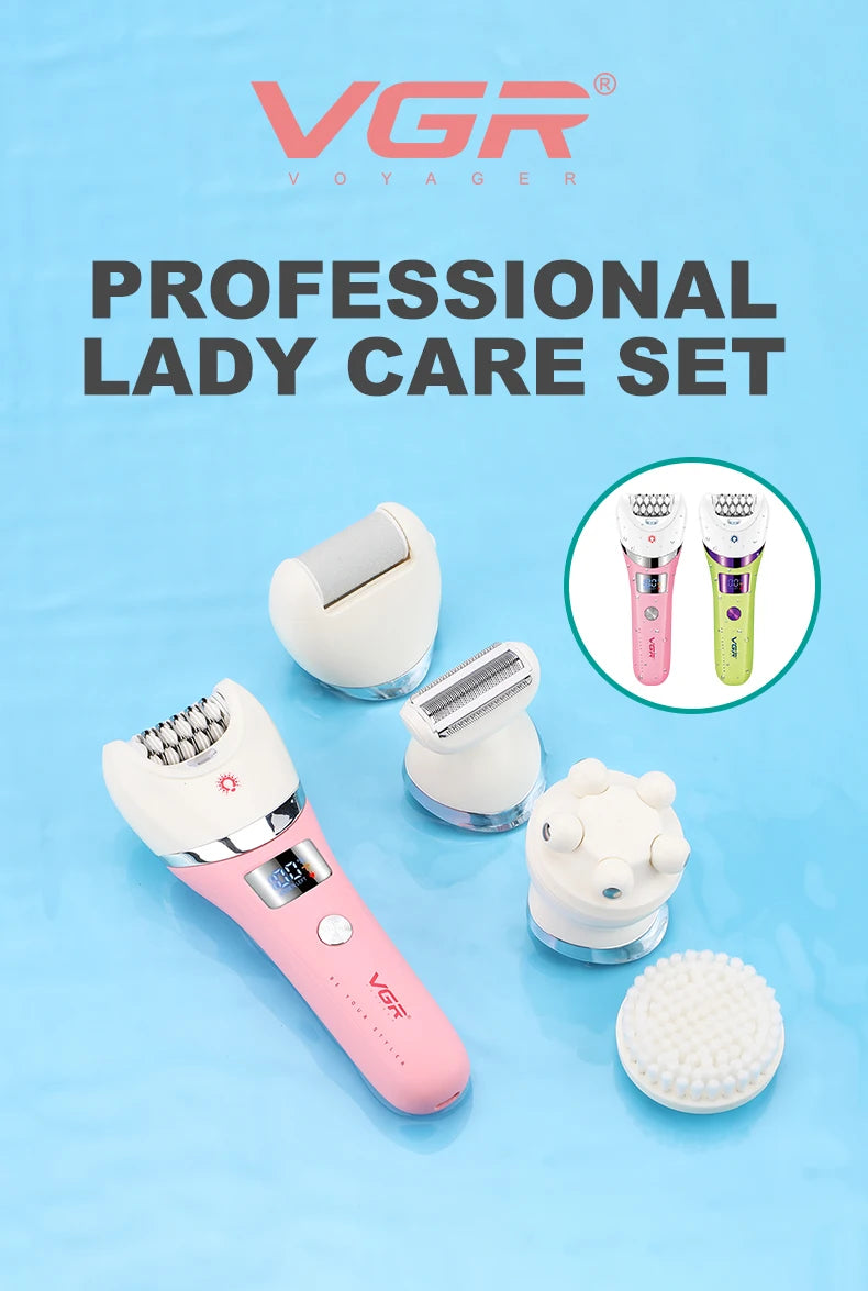VGR Hair Trimmer Electric Epilator Hair Removal Personal Care Appliances Body Trimmer 5 IN 1 Waterproof Hair Remover Women V-759
