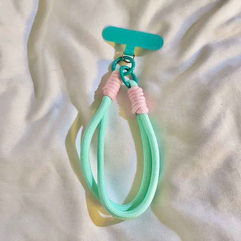 Cute Trendy Pastel Short Phone Case Lanyard Wrist Strap Durable Macaron Color Phone Charm Chain for Women