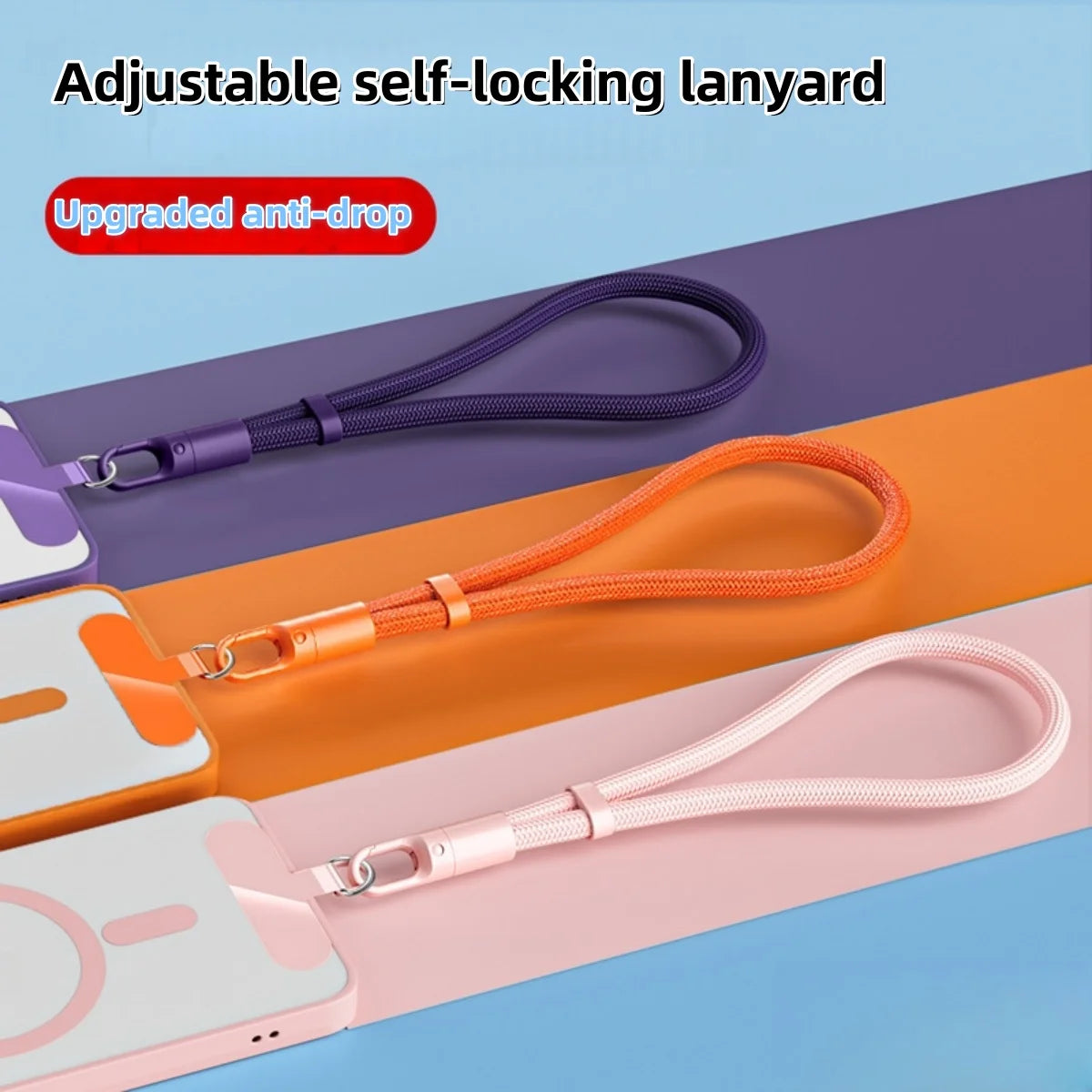 Universal Adjustable Mobile Phone Lanyard Short Wrist Strap with Self-locking Anti-drop Design Durable Polyester Phone Strap