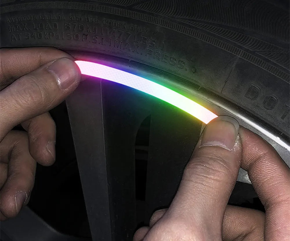 Car Universal  Wheel Hub Reflective Stripes Safety Opening Warning Sticker Tape Auto Warning Reflective Tape Exterior Accessorie