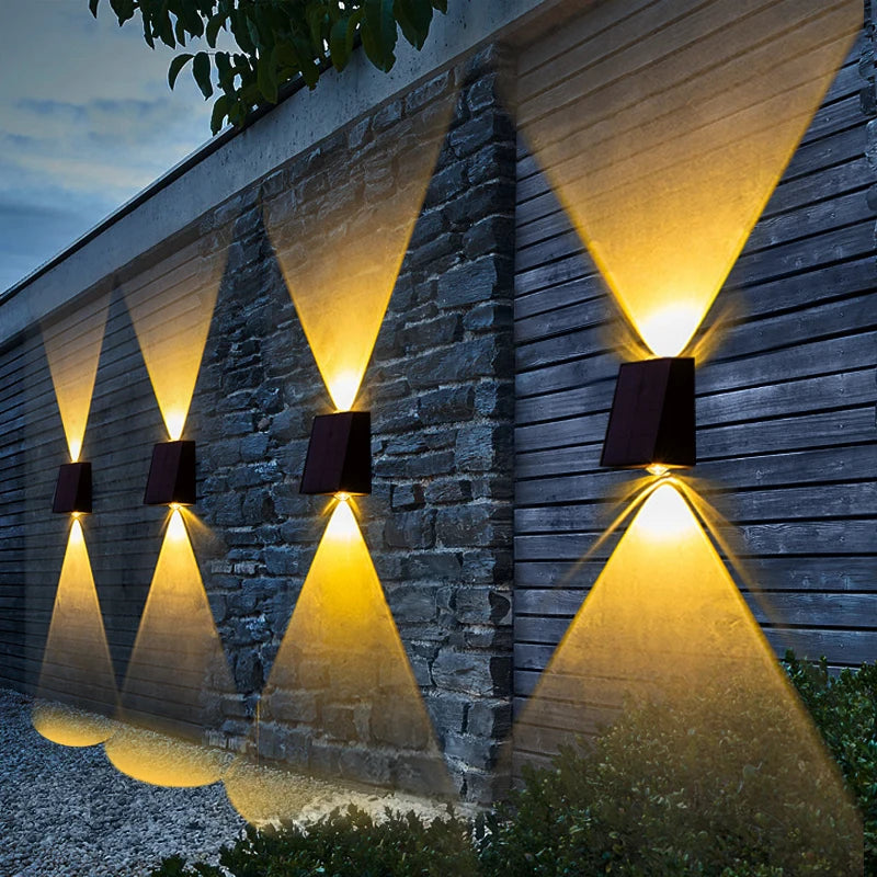 NEW Upgrade LED Outdoor Wall Solar Lights Waterproof Garden Wall Decoration Lighting For Villa Patio Stair Corridor