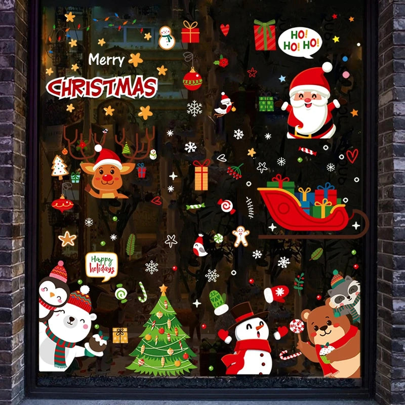 Christmas Wall Window Stickers Marry Christmas Decoration For Home 2025 Christmas Ornaments Xmas Navidad Gift New Year 2026