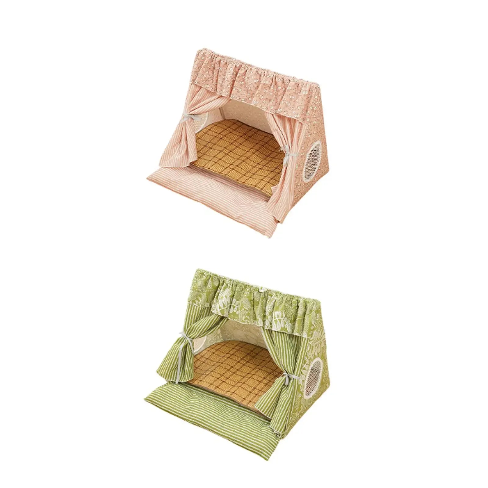 Cute Cat Tent House Removable Clean Dog Tent Bed Breathable Cool Cats Summer Cave Large Space Puppy Kitten House Pet Accessories