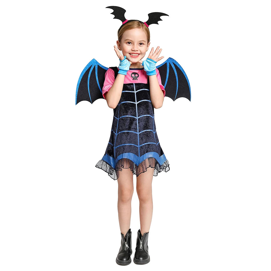 Vampirina Cosplay Dress Girl Kids Princess Clothes Charms Dress Up Christmas Halloween Costume Children Carnival Party