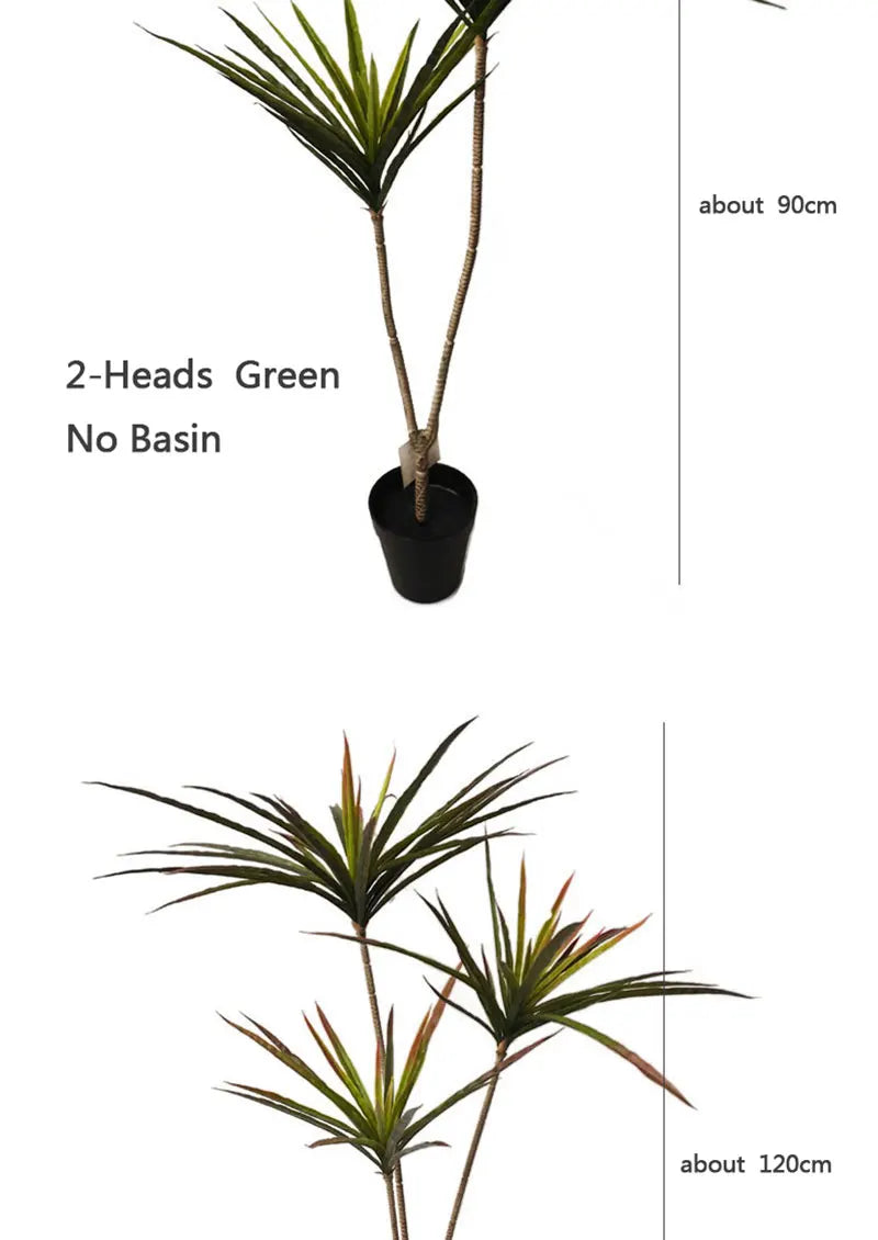 90-120cm Large Artificial Dracaena Plants Tropical Potted Tree Fake Plastic Palm Leaves Cycas Plant For Home Garden Indoor Decor