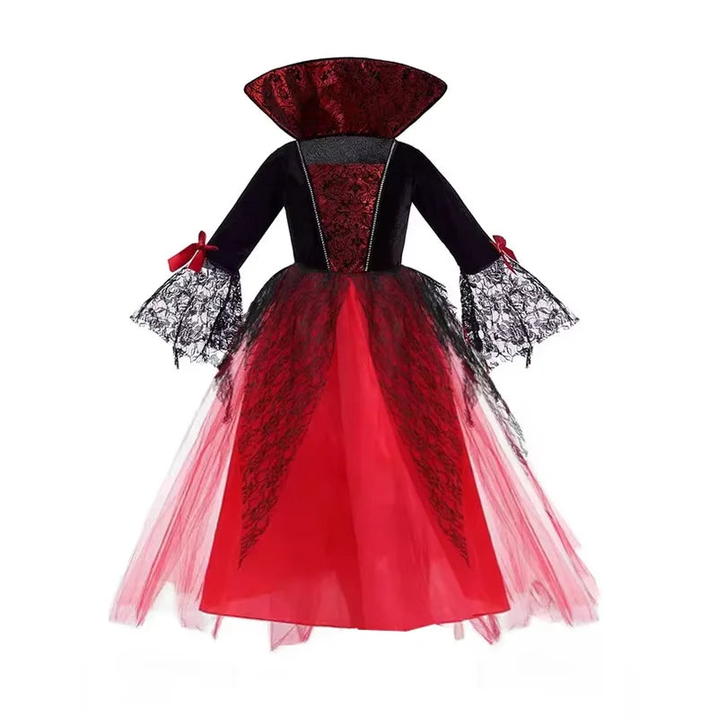 God Mother Fairy Dress with Witch Hat Wand Bag Girls Halloween Costume Witch Cosplay All Saint's Day 4Pcs Wizard Vestidos Suit