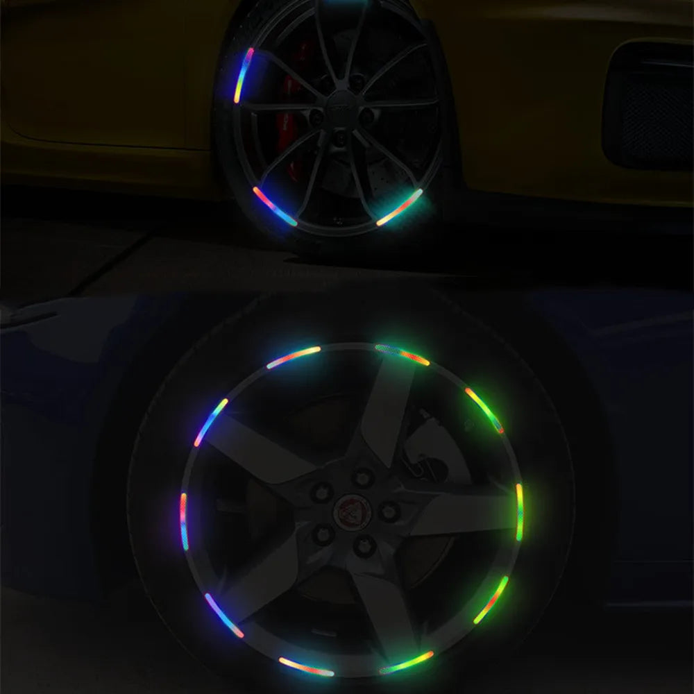 Car Universal  Wheel Hub Reflective Stripes Safety Opening Warning Sticker Tape Auto Warning Reflective Tape Exterior Accessorie
