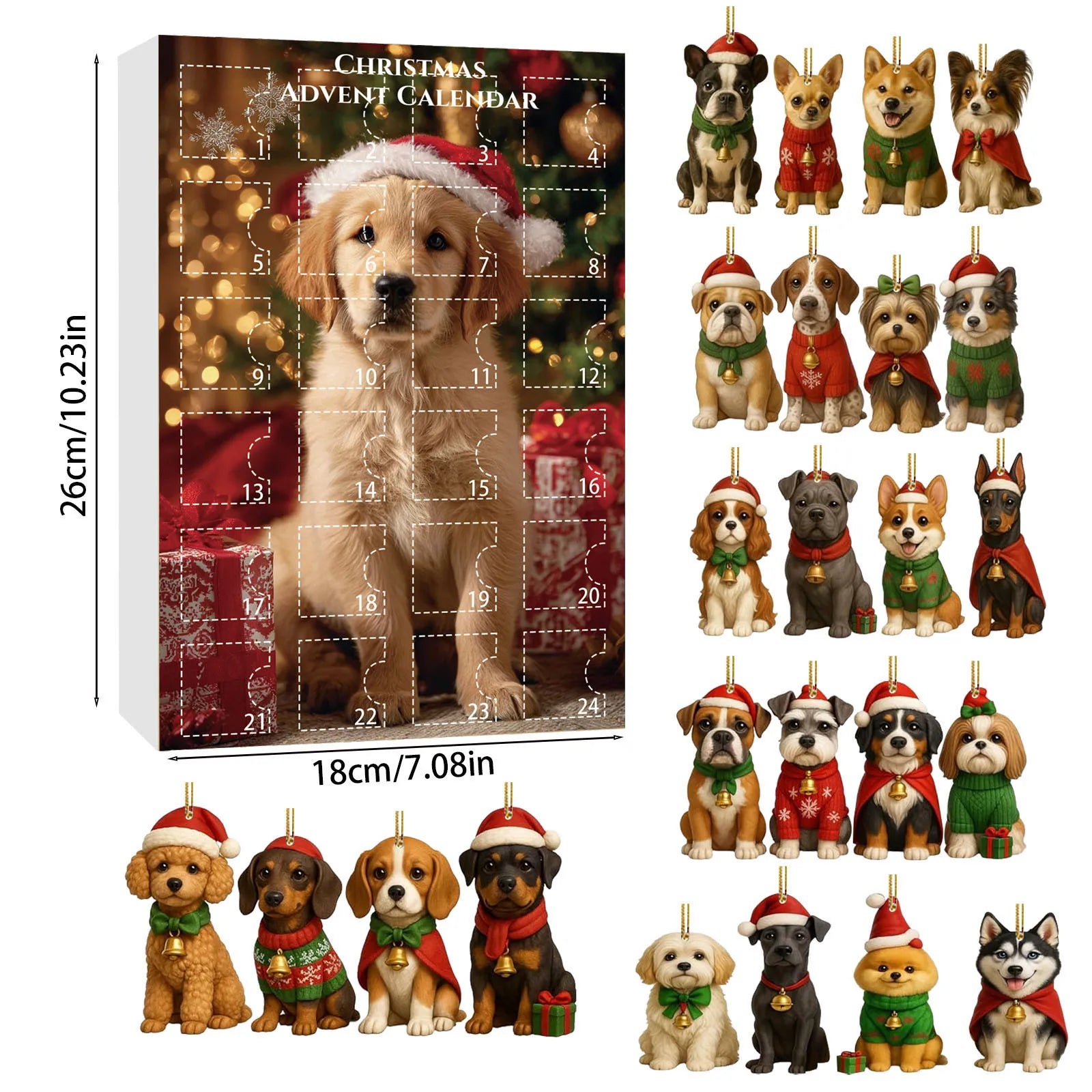 2025 Dachshunds 24 Days Christmas Countdown Calendar Dachshunds Figure Ornaments Xmas Advent Calendar Xmas Gifts for Dog Lover