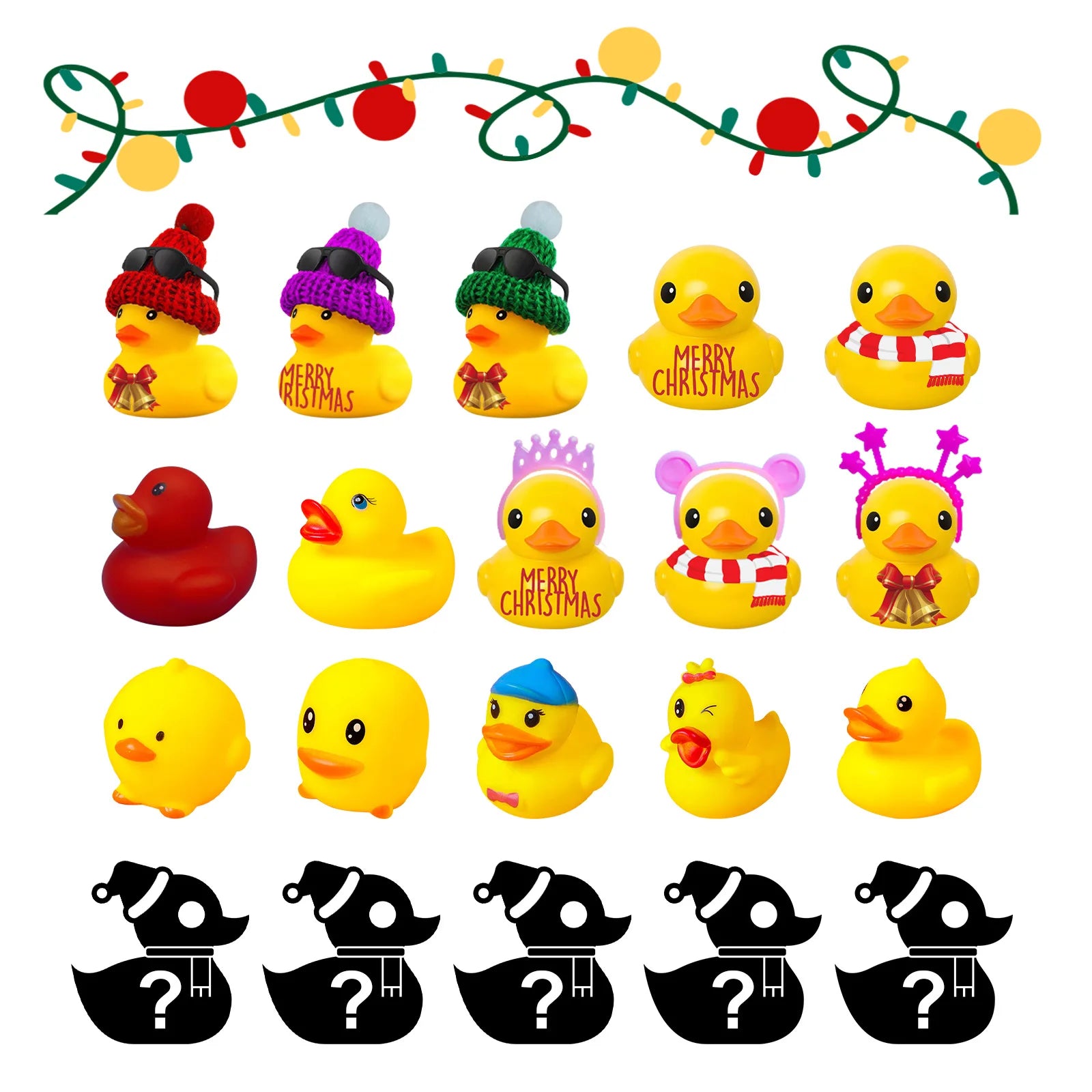 Christmas Advent Calendar 24 Days Countdown Yellow Duck Blind Box DIY Christmas Atmosphere Decoration Surprise Gift Blind Box