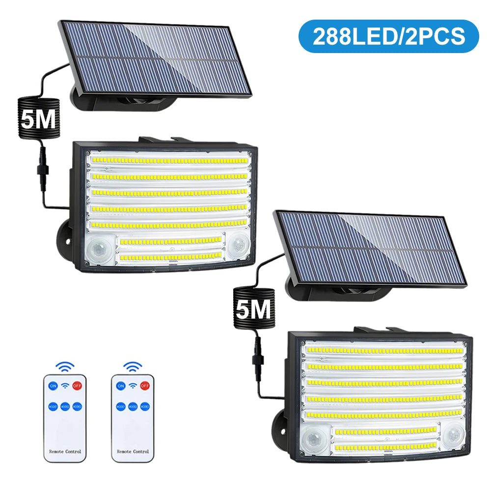 Solar Lights Outdoor Garden 200/288LED Solar Security Light Motion Sensor 3 Mode Waterproof Solar Powered Flood Lamp Yard Garage