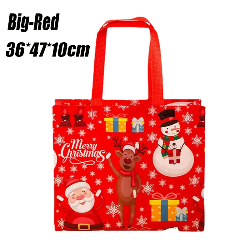 Christmas Gift Bags Santa Elk Snowflake Tote Bag Children's Gift Bags Thickened Non-woven Waterproof Bag Christmas Decoration