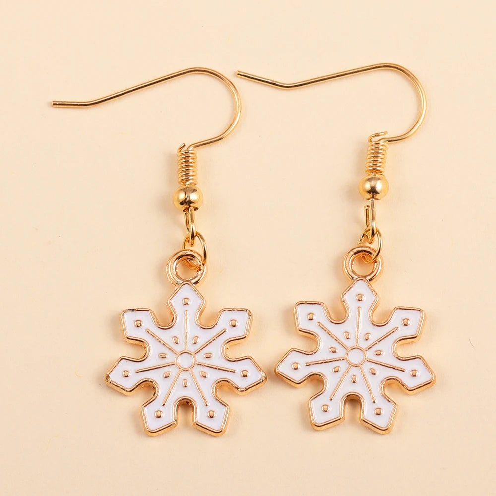 2Pairs Cute Christmas Set Earring Alloy Enamel Bell Snowflake Snowhouse Design Earrings - Perfect Holiday Jewelry Gift