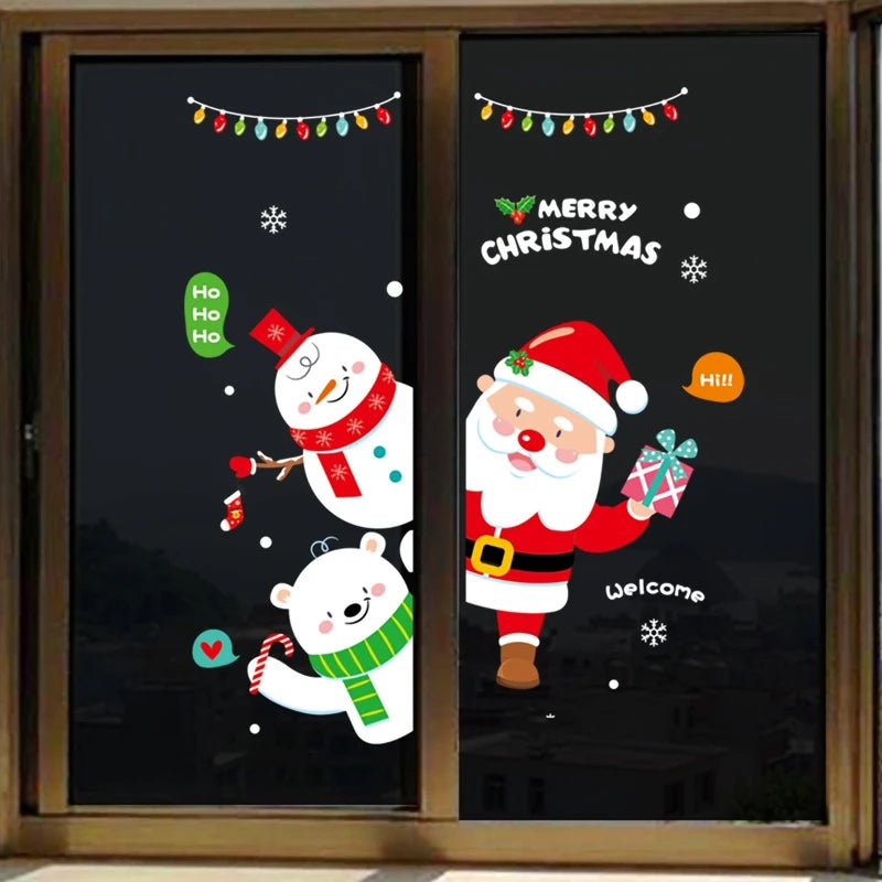 Christmas Wall Window Stickers Marry Christmas Decoration For Home 2025 Christmas Ornaments Xmas Navidad Gift New Year 2026