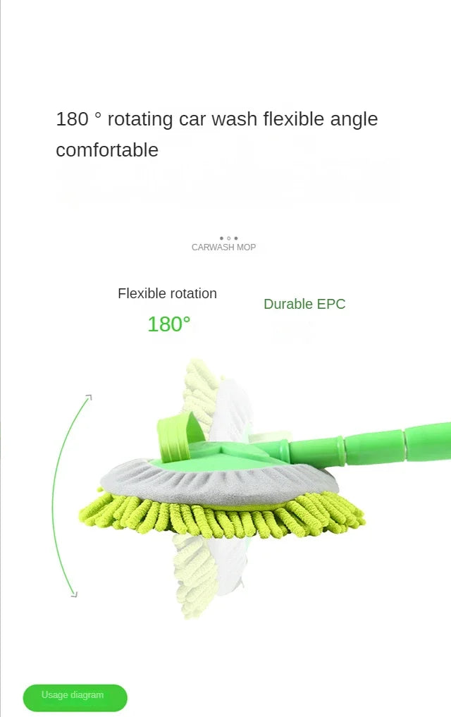 Rotating Car Wash Mop Cleaning Brush Head Auto Supplies Three-Section Telescopic Roof Window Cleaning Maintenance accessories