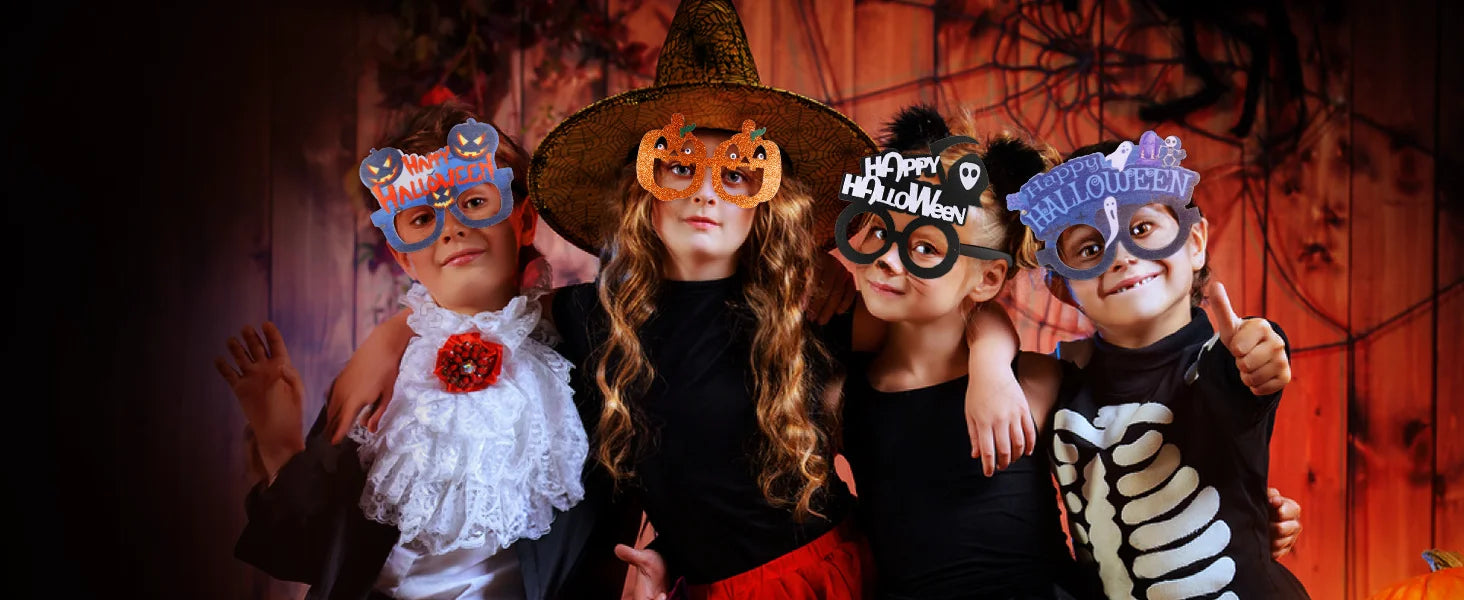 12-100Pcs Halloween Party Favors Glasses for Kids Family Halloween Treat Bag Stuffers Party Eyeglasses Trick or Treat Supplies