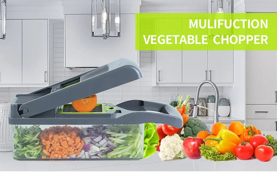 1Pc Green Black 12 in 1 Multifunctional Vegetable Slicer Cutter