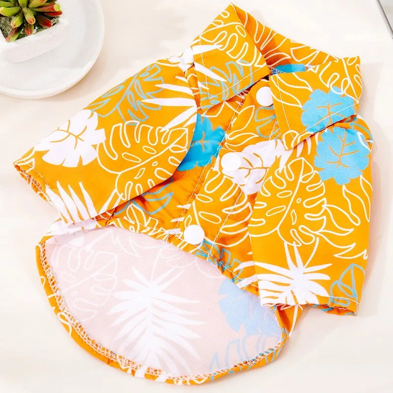 Summer Dog Clothes Hawaiian Style Pet Beach Dog Shirts Fashion Puppy Vest Coconut Print Cat Shirt Chihuahua Yorkies Pet Clothes