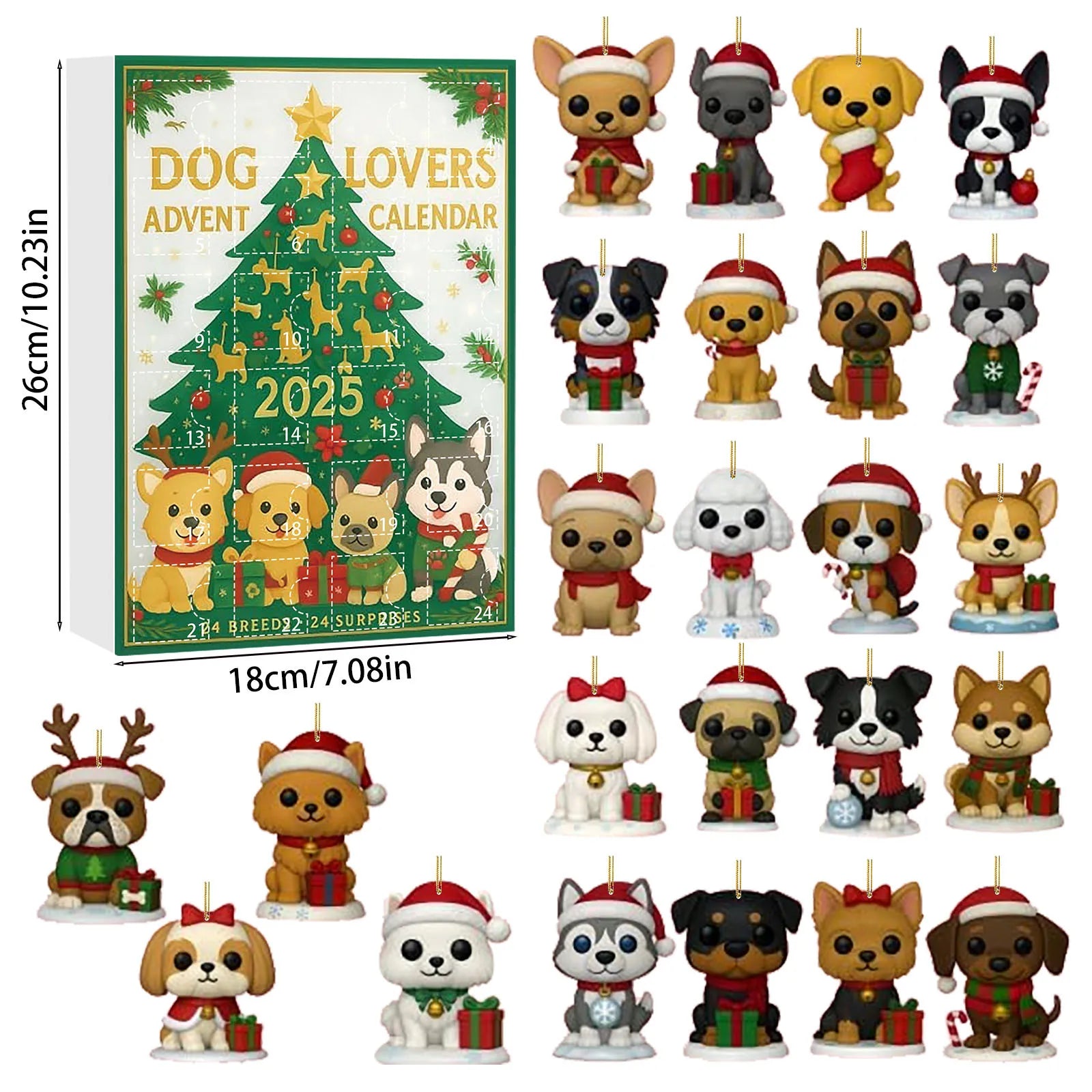 Dog Lovers Advent Calendar 24 Days Dogs Countdown Animal Advents Calendars Puppy-Themed Christmas Gift Set Holiday Gift
