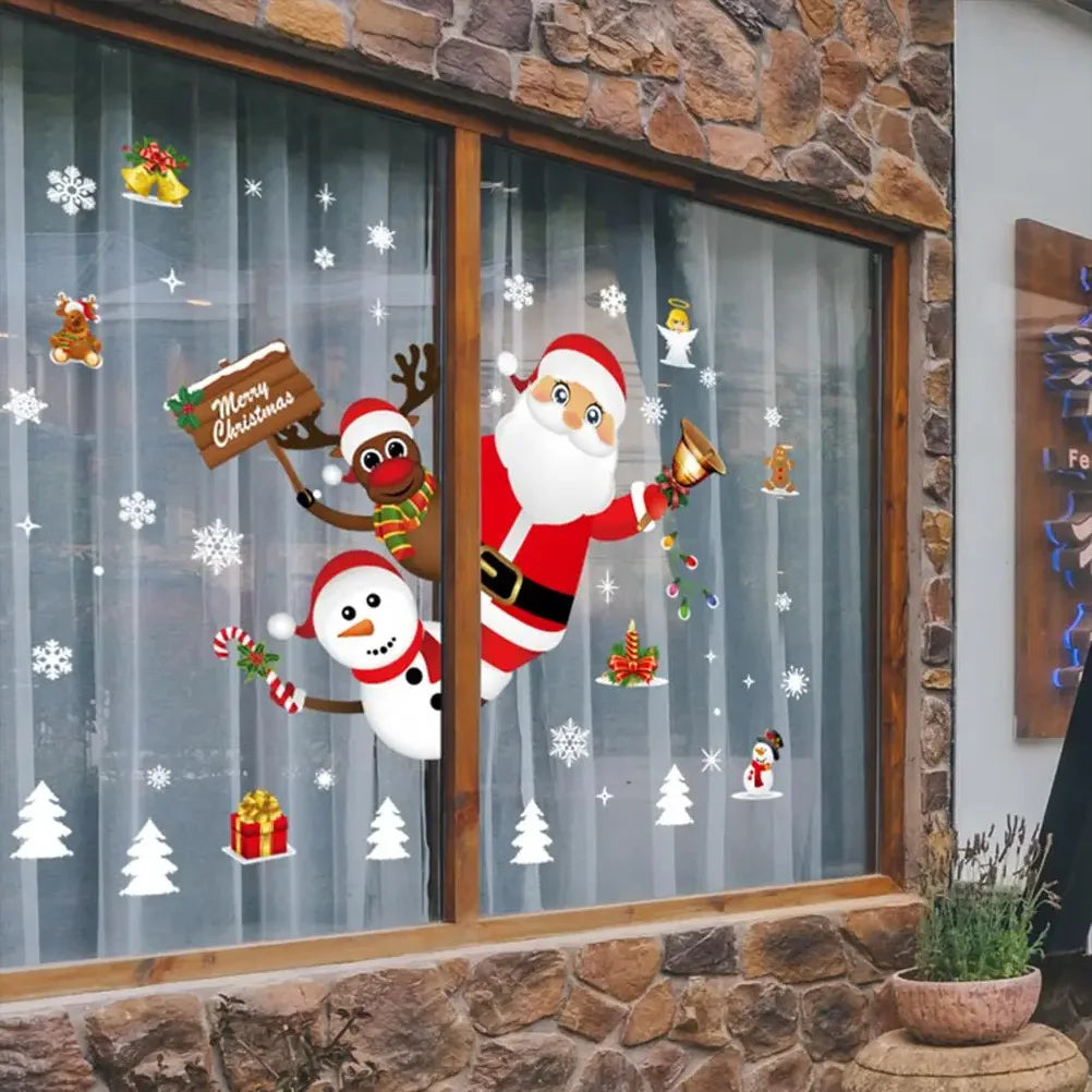 Christmas Wall Window Stickers Marry Christmas Decoration For Home 2025 Christmas Ornaments Xmas Navidad Gift New Year 2026