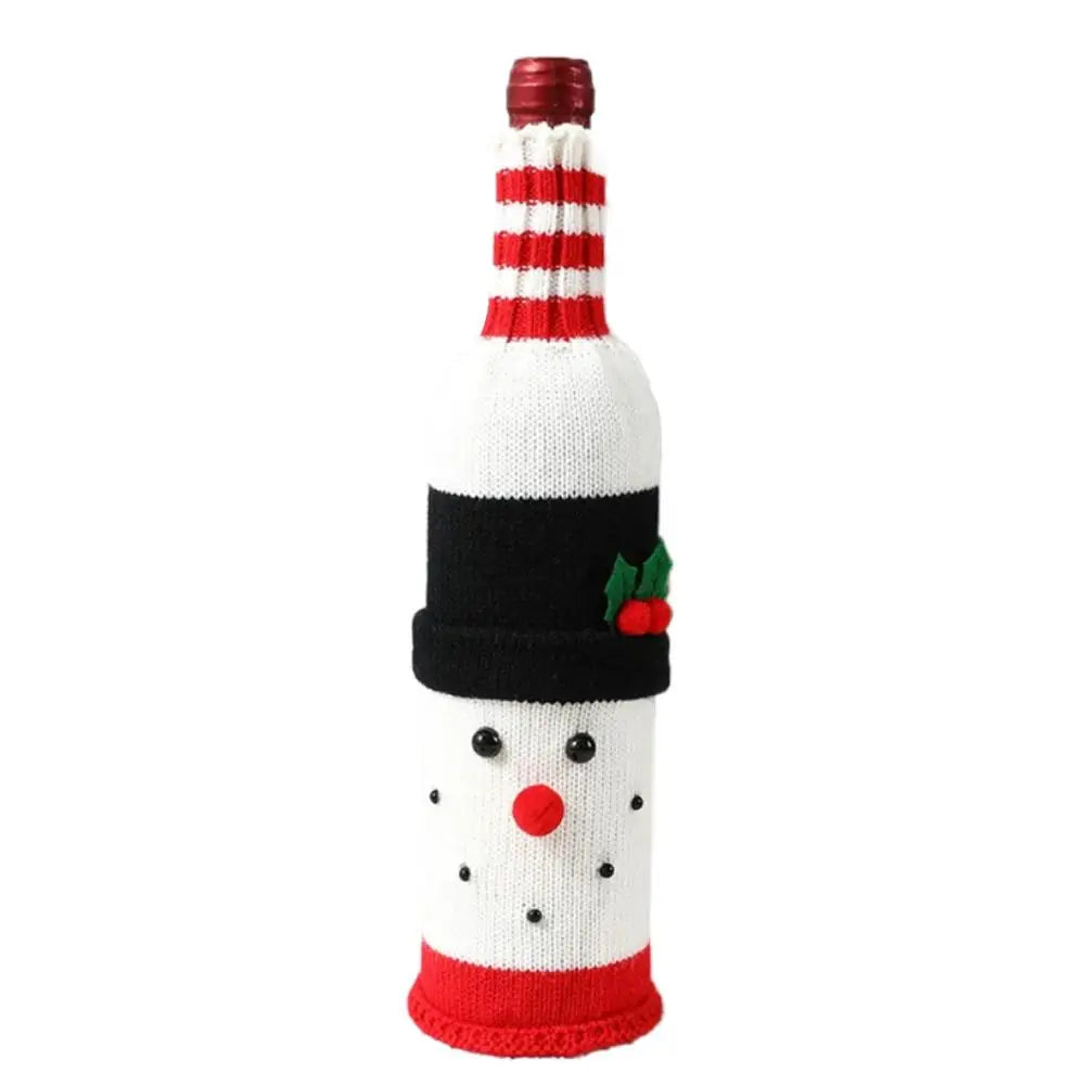 Christmas Sweater Wine Bottle Cover Set Santa Snowman Knitted Wine Bottle Bag Christmas Party Dinner Table Decoration