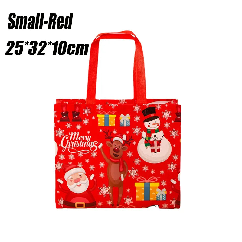 Christmas Gift Bags Santa Elk Snowflake Tote Bag Children's Gift Bags Thickened Non-woven Waterproof Bag Christmas Decoration