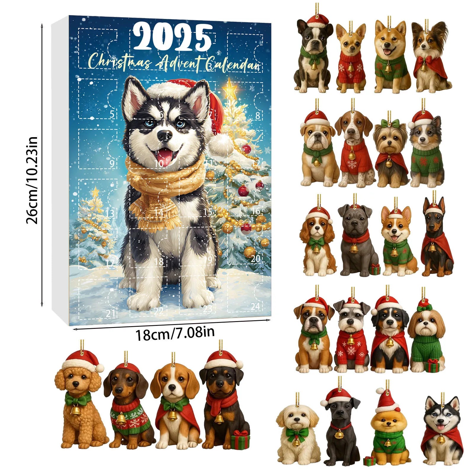 2025 Dachshunds 24 Days Christmas Countdown Calendar Dachshunds Figure Ornaments Xmas Advent Calendar Xmas Gifts for Dog Lover