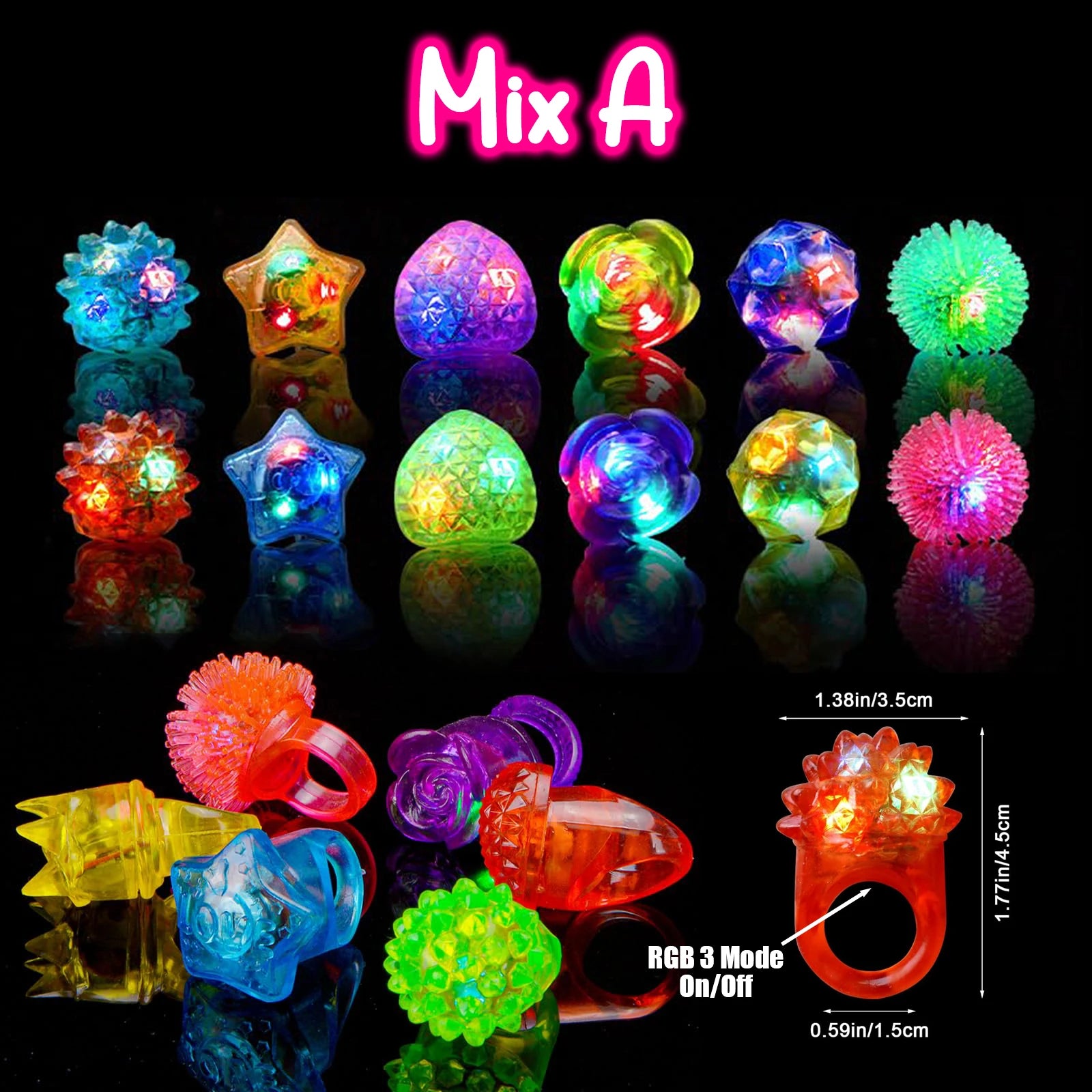 30-150PCS 3D Light Up Rings Bulk Halloween Treats Toys Party Favors for Kids Non Candy Treats Glow In The Dark Party Gifts for K