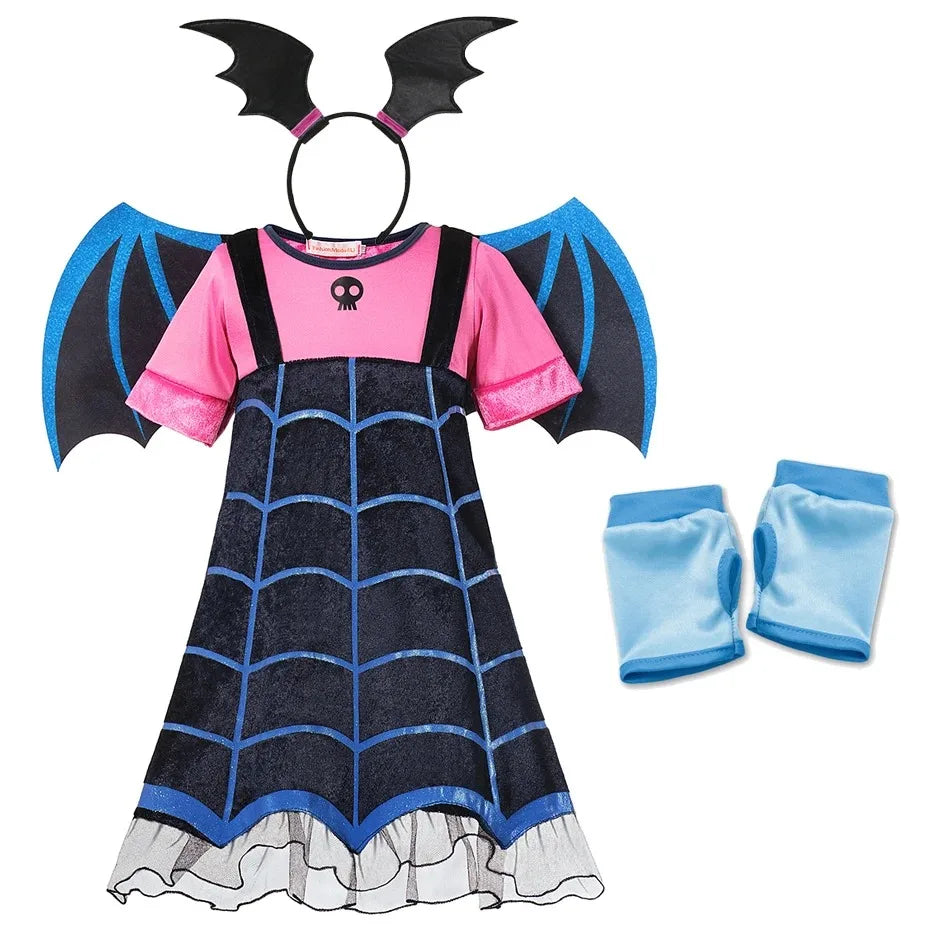 Vampirina Cosplay Dress Girl Kids Princess Clothes Charms Dress Up Christmas Halloween Costume Children Carnival Party