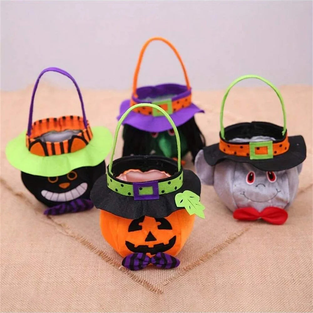 Halloween Decorations, Round Hat Bag with Handle, Kids Candy Gift Bags, Ghost Festival Props, Home Decoration, Party Supplies