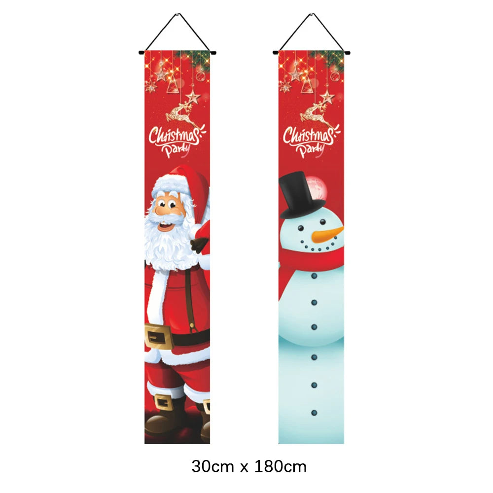 2Pc/set Christmas Door Hanging Banner Santa Claus Snowman Walnut Guards Merry Christmas Door Ornament Decoration New Year 2025