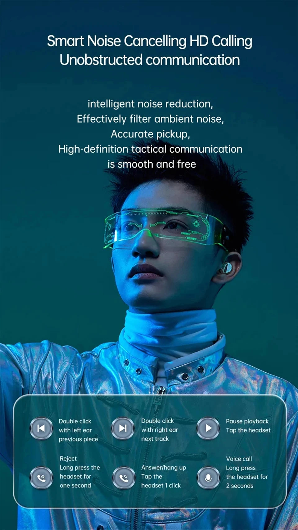 Wireless Bluetooth Headphones TWS Headsets With Mic Stereo Sport In-ear Earphone Touch Control Long Standby HD Call Earbuds Game