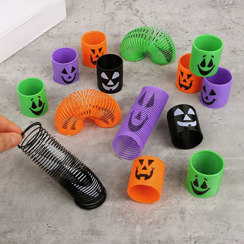 12/24pcs Halloween Theme Coil Springs Toys Kids Halloween Party Favors Trick or Treat Gifts Boy Girl Birthday Goodie Bag Fillers