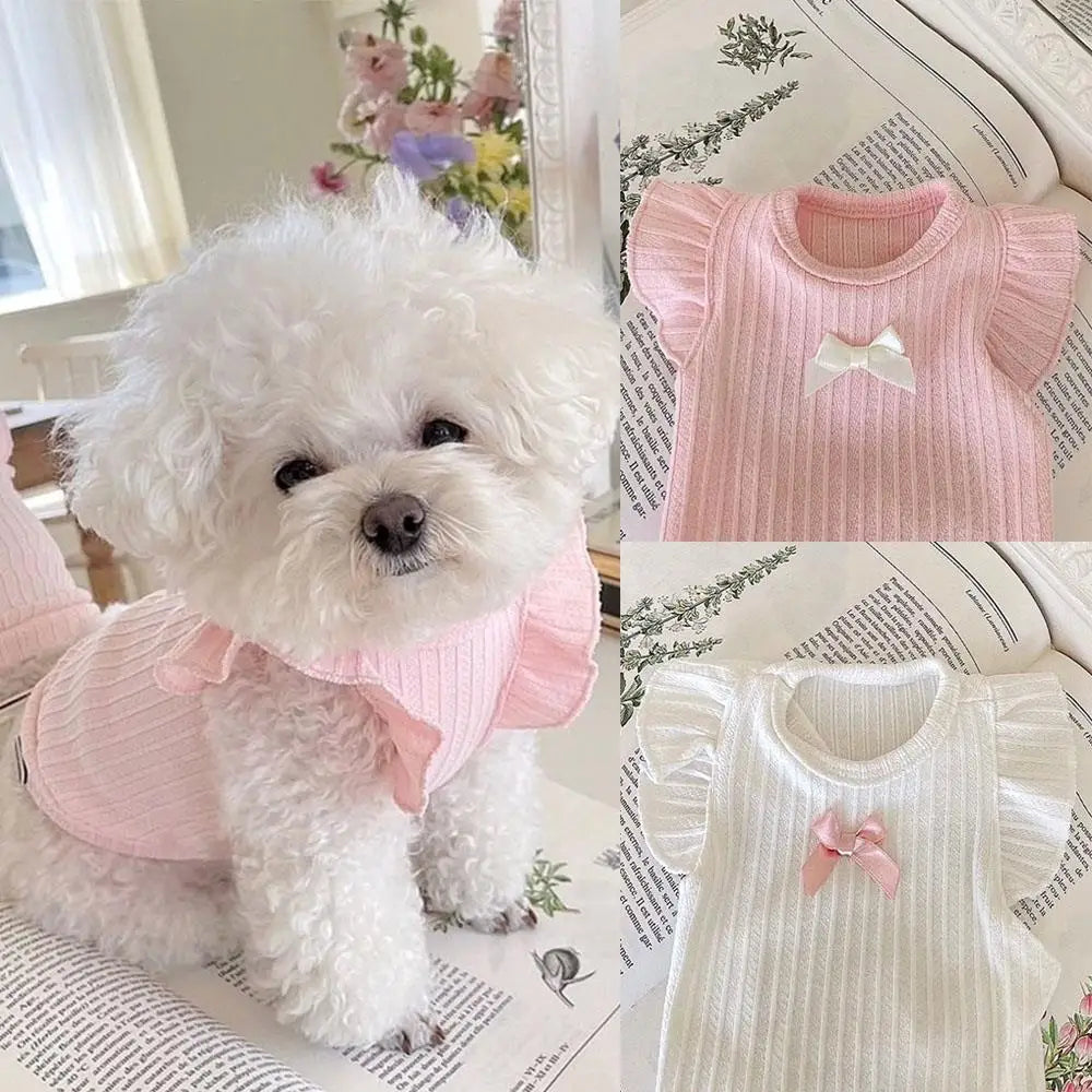 Cute Bow Dog Vest 2025 Dog Clothes Puppy Pullover Summer Pet Clothes Breathable Two-Legged Clothes Solid Color Cat Pet Products