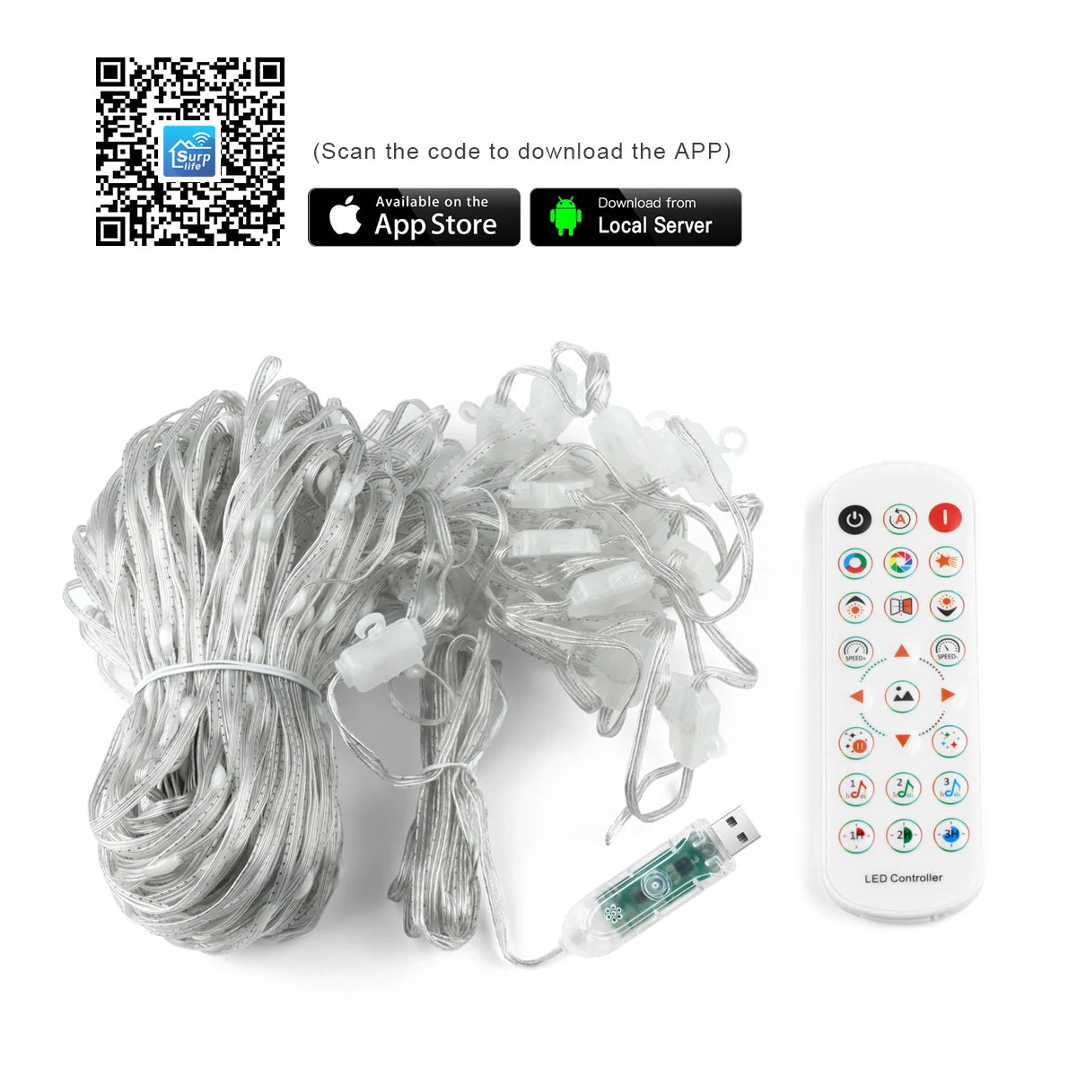 APP Control Smart LED Curtain Lights Sting USB 5V Fairy Light DIY Text Pattern Display for Room Outdoor Garden Christmas Decor