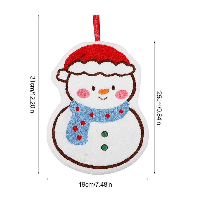 Christmas Hand Towel Cartoon Gingerbread Man Snowman Coral Fleece Towel Christmas Home Kitchen Bathroom Decoration Xmas Gifts