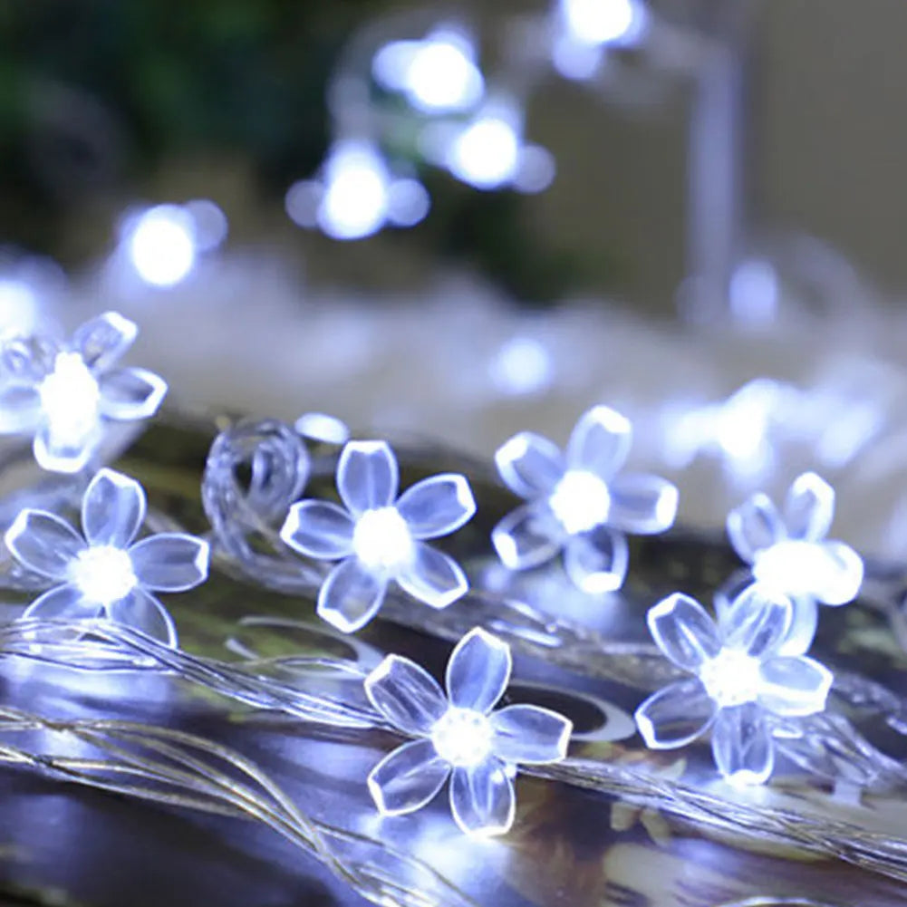 1PC Flower Fairy Lights Battery Operated String Lights Waterproof 10/20/30/40 LED Cherry Blossom Lights For Patry Wedding Decor