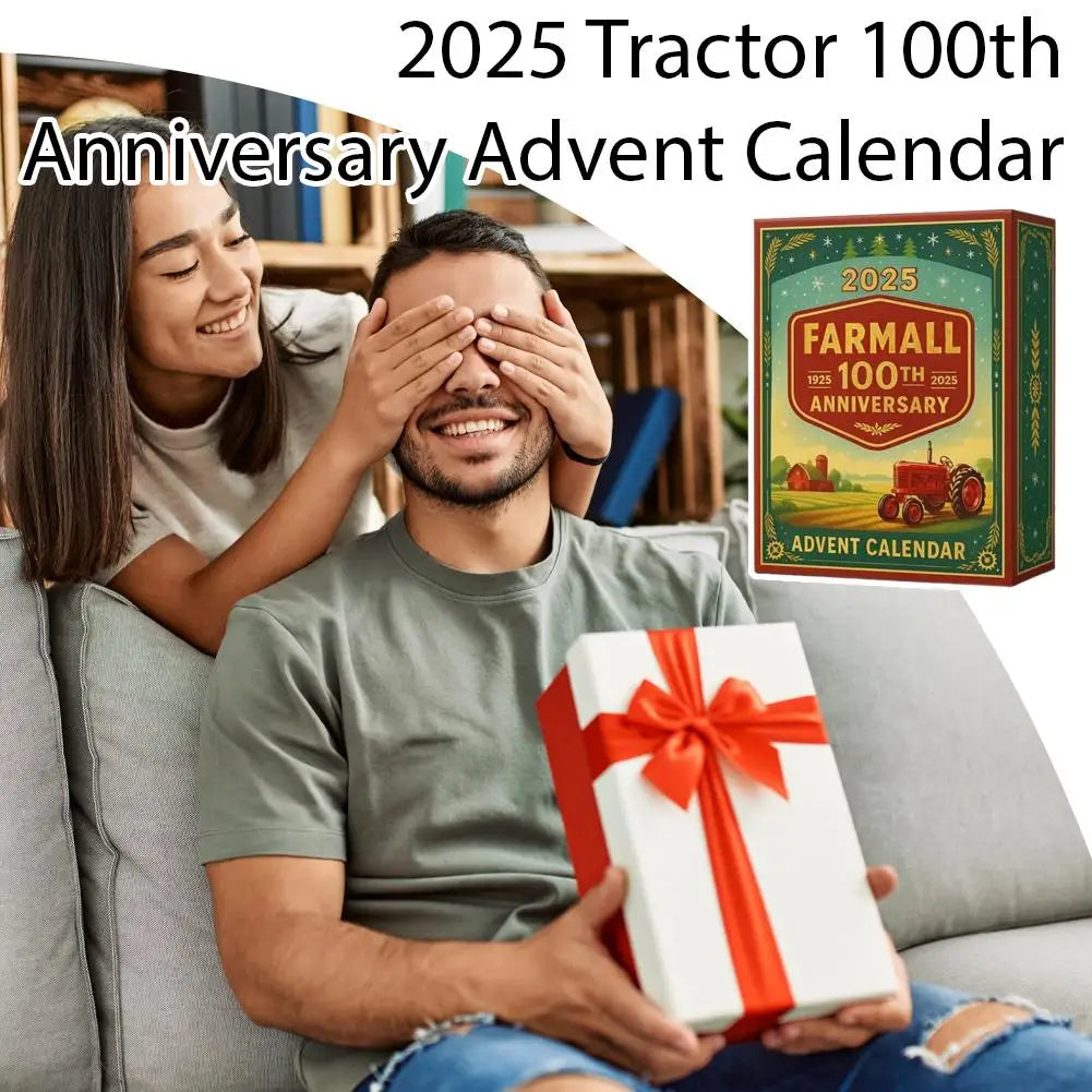 2025 Tractor 100th Anniversary Advent Calendar, 24 Days Christmas Countdown Calendar with 24 Different Tractors Ornaments