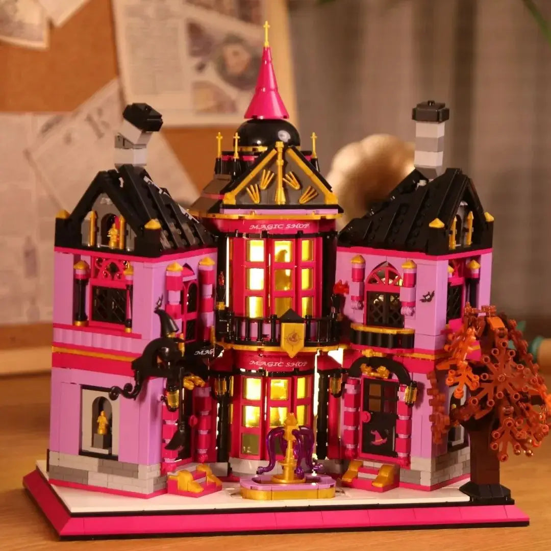 Mini Bricks1366PCS Creative Expert Magic Shop Building Blocks Assembly Model Lighting Street View Castle DIY Toy Christmas Gift