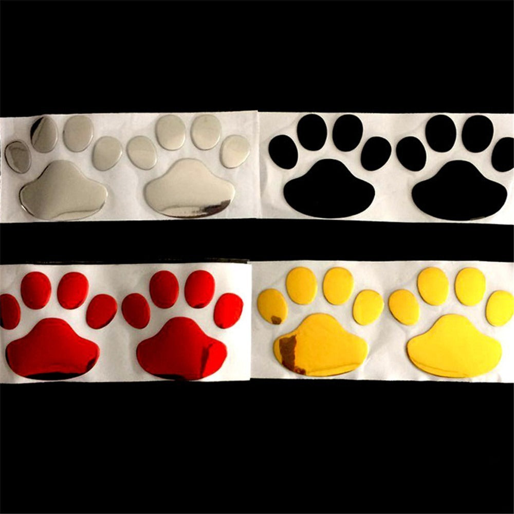 2pcs/Set Car PVC Sticker Cool Design Paw 3D Animal Dog Cat Bear Foot Prints Footprint Decal Car Stickers Accessories